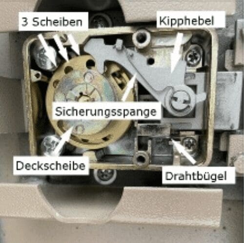 Tresorschloss aufgemacht Aufbau einen Zahlenschlosses Tresor